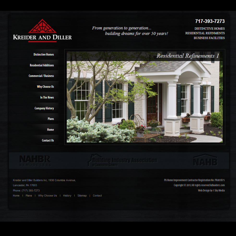 Kreider and Diller Builders - home builder website design